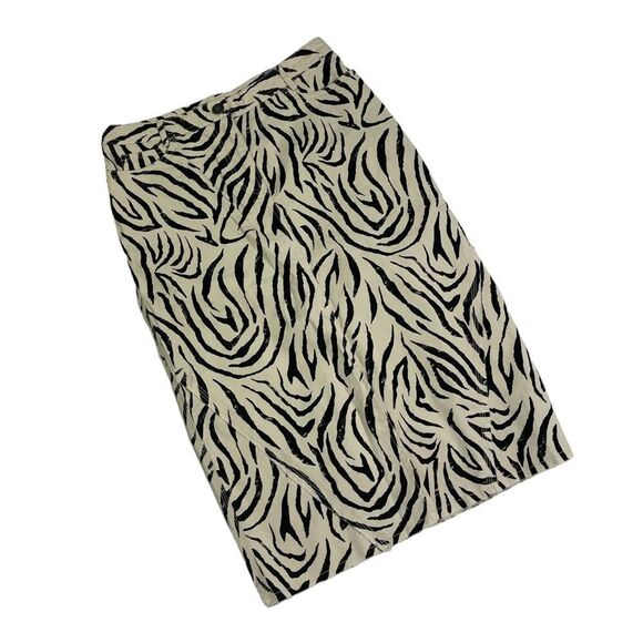 ATM Animal Print Midi Length Denim Pencil Skirt - Picture 1 of 8